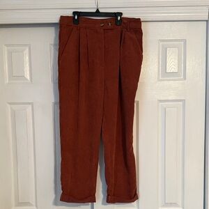 Topshop Women's Rust Corduroy Cropped Pants
